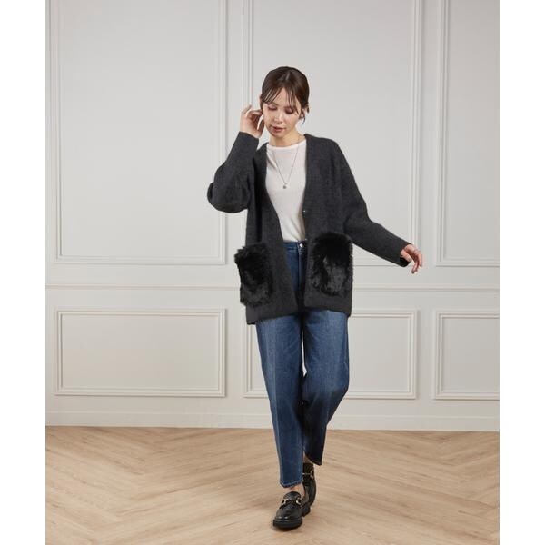 ルスーク（Le Souk）/《45th限定企画》ラクーン接結編みニットジャケット