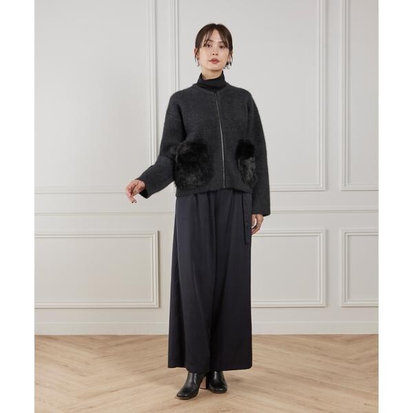 ルスーク（Le Souk）/《45th限定企画》フェイクファーポケット ラクーン ニットブルゾン