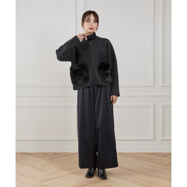 ルスーク（Le Souk）/《45th限定企画》フェイクファーポケット ラクーン ニットブルゾン