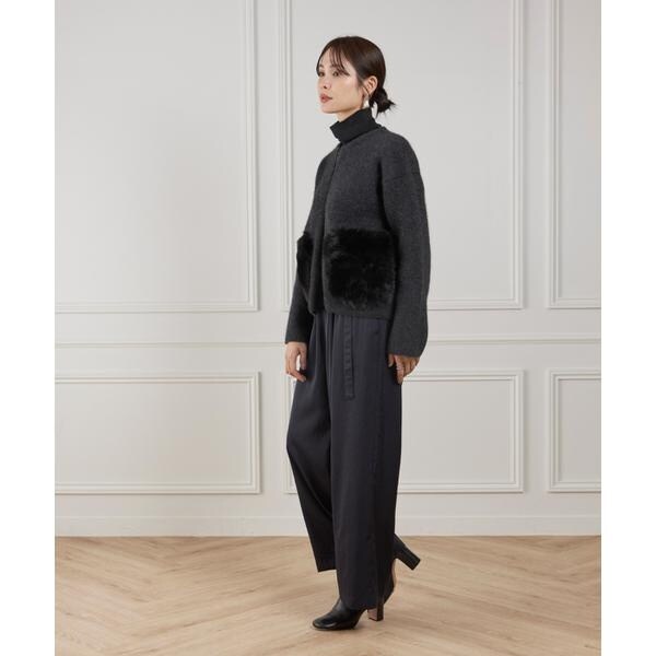 ルスーク（Le Souk）/《45th限定企画》フェイクファーポケット ラクーン ニットブルゾン