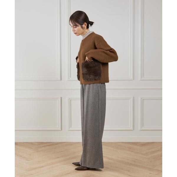 ルスーク（Le Souk）/《45th限定企画》フェイクファーポケット ラクーン ニットブルゾン