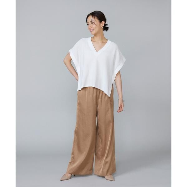 【NEW】ルスーク（Le Souk）/《大きいサイズ》サテンワイドパンツ
