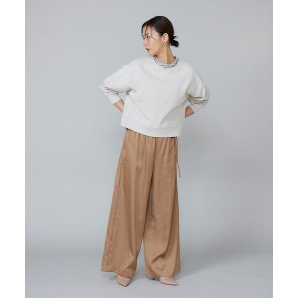 【NEW】ルスーク（Le Souk）/《大きいサイズ》サテンワイドパンツ