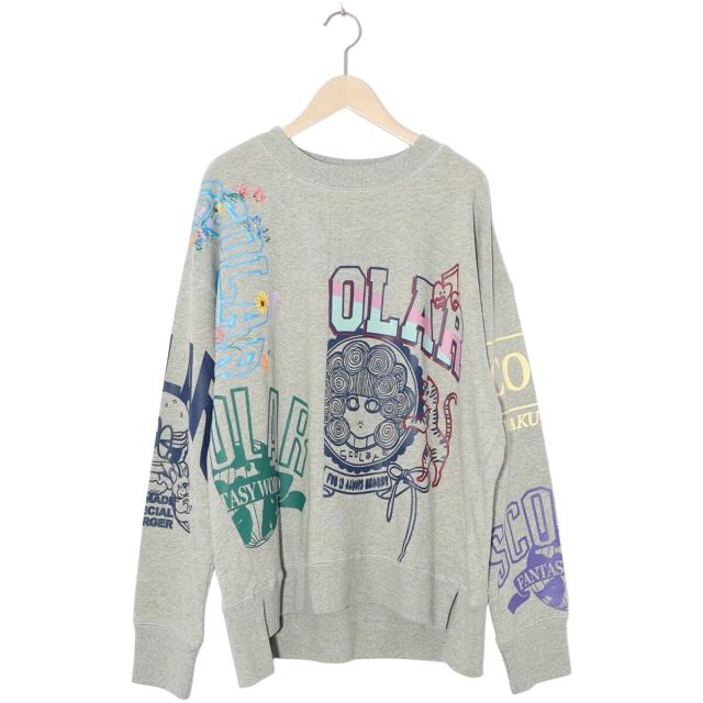 【NEW】スカラー（ScoLar）/ScoLar スカラー ポップ柄リメイク風ミニ裏毛プルオーバー