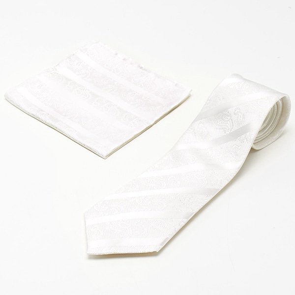 【NEW】アクアスキュータム（AQUASCUTUM）/【フォーマルタイ】アクアスキュータム｜ペイズリーストライプ 同柄ポケットチーフ付き