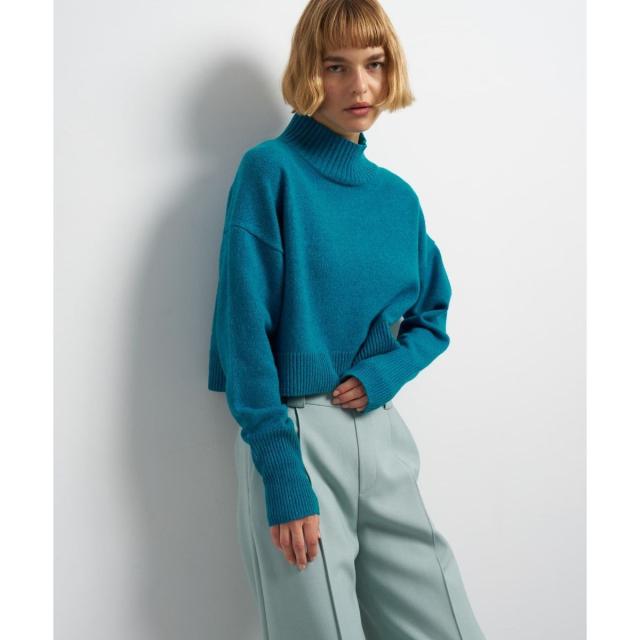 ランバン オン ブルー（LANVIN en Bleu）/メランジクロップドハイネックニット