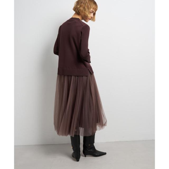 ランバン オン ブルー（LANVIN en Bleu）/チュールプリーツコンビニットワンピース