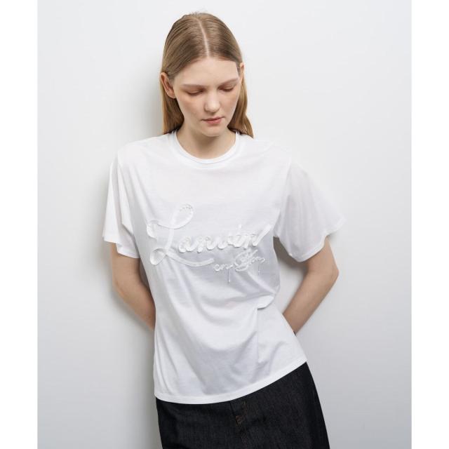 ランバン オン ブルー（LANVIN en Bleu）/グログランテープロゴ刺繍Tシャツ