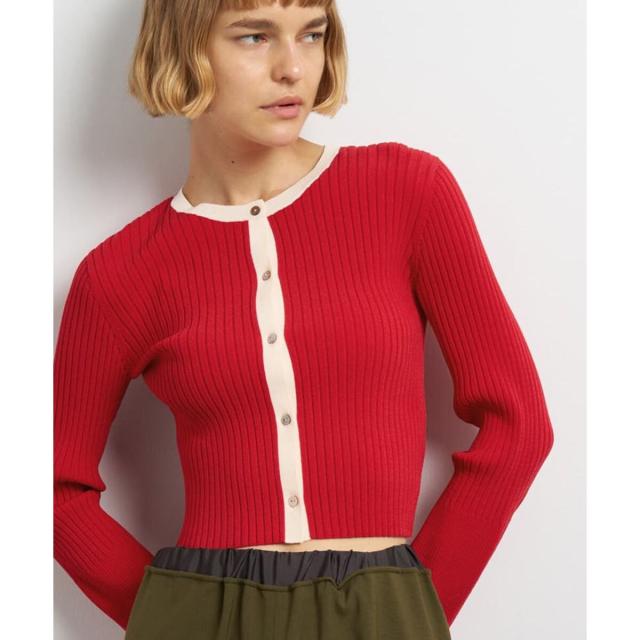 ランバン オン ブルー（LANVIN en Bleu）/バイカラーリブショートカーディガン