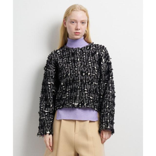 ランバン オン ブルー（LANVIN en Bleu）/ロゴカットジャガードニットジャケット