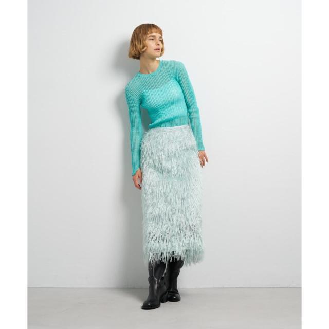 ランバン オン ブルー（LANVIN en Bleu）/フェザージャガードレイヤードスカート