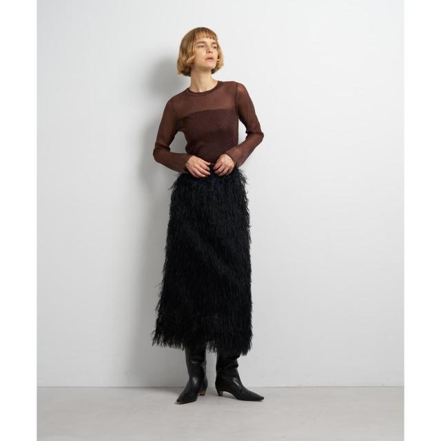 ランバン オン ブルー（LANVIN en Bleu）/フェザージャガードレイヤードスカート