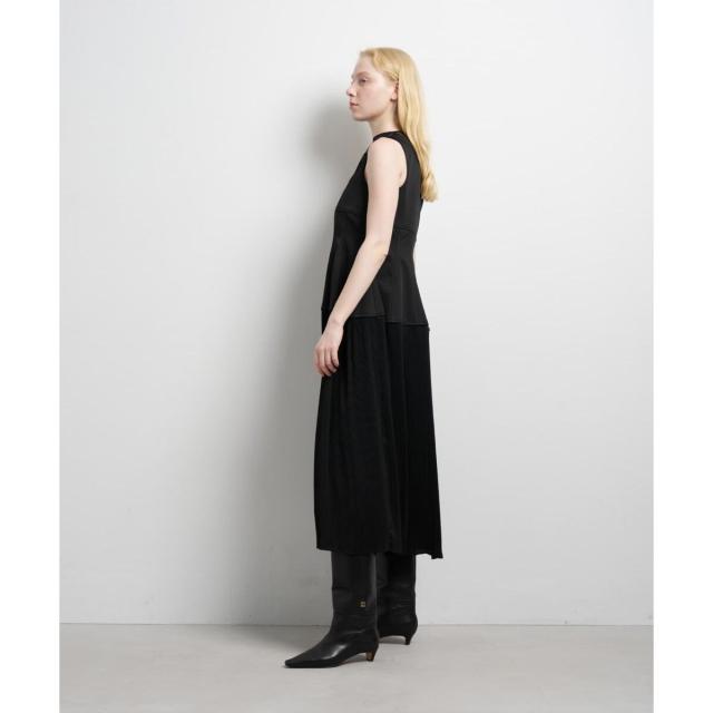 ランバン オン ブルー（LANVIN en Bleu）/プリーツコンビマットサテンワンピース_8