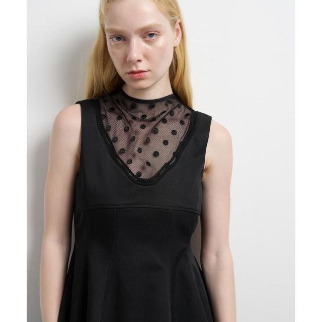 ランバン オン ブルー（LANVIN en Bleu）/プリーツコンビマットサテンワンピース_11