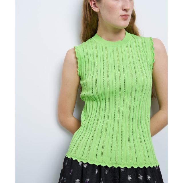 ランバン オン ブルー（LANVIN en Bleu）/アイレットリブノースリーブニット