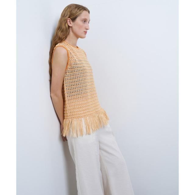 ランバン オン ブルー（LANVIN en Bleu）/フリンジヘムノースリーブニット_6