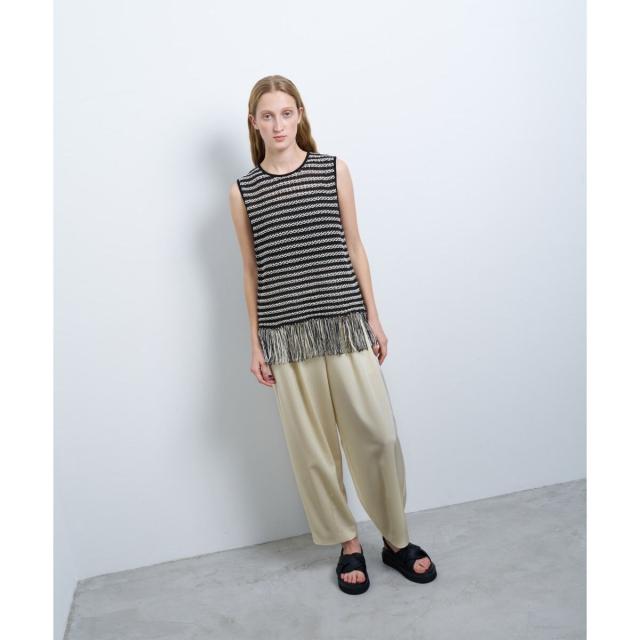 ランバン オン ブルー（LANVIN en Bleu）/フリンジヘムノースリーブニット_12