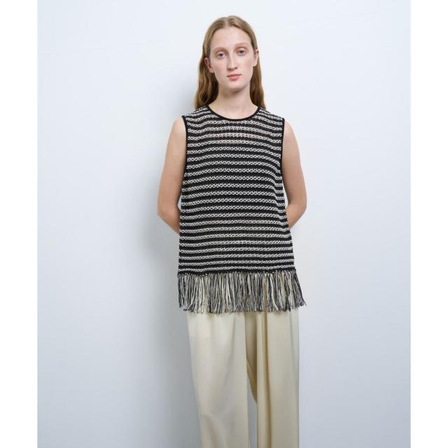 ランバン オン ブルー（LANVIN en Bleu）/フリンジヘムノースリーブニット_13
