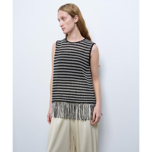 ランバン オン ブルー（LANVIN en Bleu）/フリンジヘムノースリーブニット_14