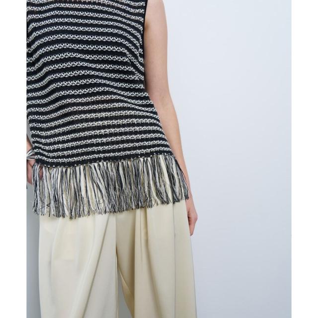 ランバン オン ブルー（LANVIN en Bleu）/フリンジヘムノースリーブニット_16