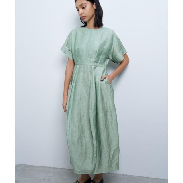 ランバン オン ブルー（LANVIN en Bleu）/リネンカールマイヤーワンピース