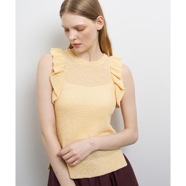 ランバン オン ブルー（LANVIN en Bleu）/フリルノースリーブニット