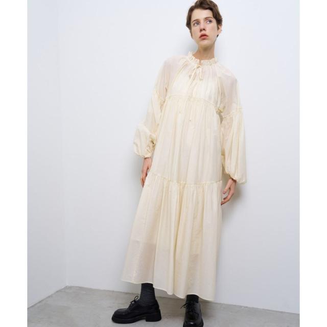 ランバン オン ブルー（LANVIN en Bleu）/シアーワッシャータフタギャザーワンピース