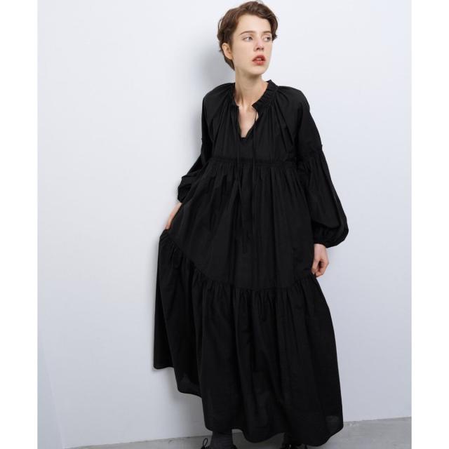 ランバン オン ブルー（LANVIN en Bleu）/シアーワッシャータフタギャザーワンピース_1