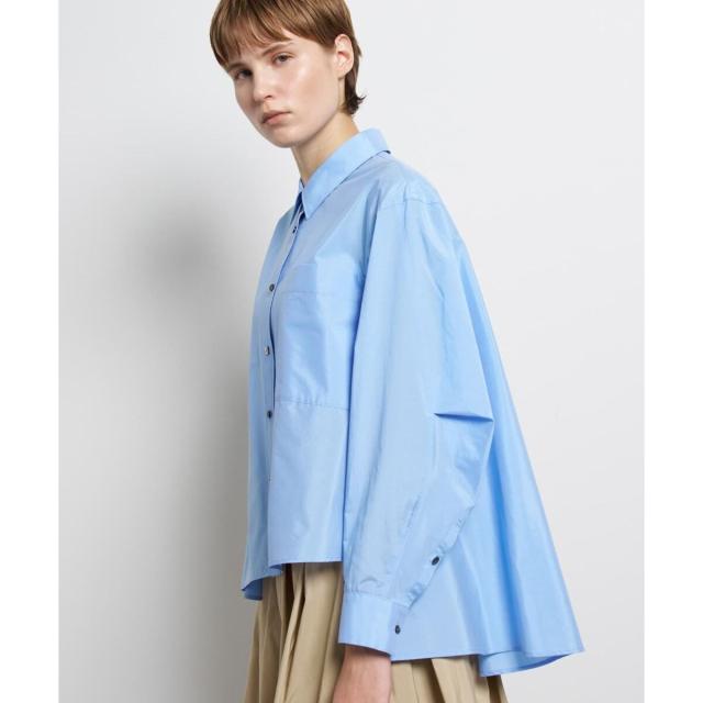 ランバン オン ブルー（LANVIN en Bleu）/シルキータイプライターフレアシャツ