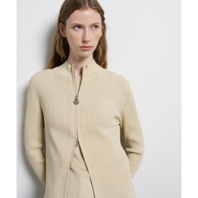 ランバン オン ブルー（LANVIN en Bleu）/ラメジップアップリブニット