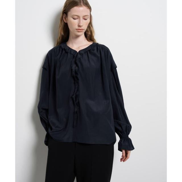 ランバン オン ブルー（LANVIN en Bleu）/トリアセローンラッフルブラウス