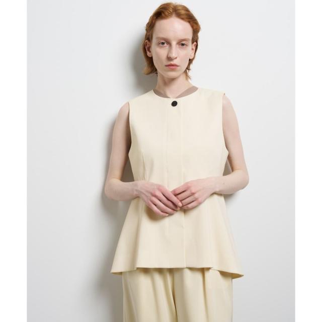 ランバン オン ブルー（LANVIN en Bleu）/ウールツイルペプラムベスト