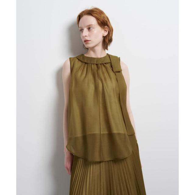 【NEW】ランバン オン ブルー（LANVIN en Bleu）/オーガンジーネックリボンブラウス