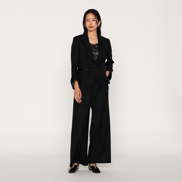 メゾンプラチナ（Maison Platinum）/ウールギャバジン サイドタックワイドパンツ メゾンプラチナ（Maison Platinum）/ウールギャバジン サイドタック