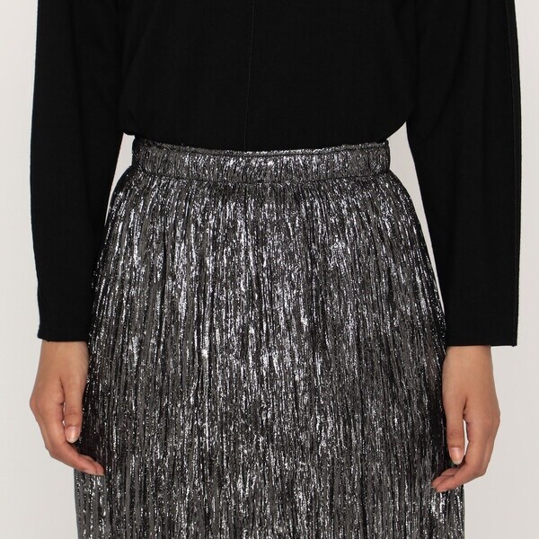メゾンプラチナ（Maison Platinum）/シルク×ポリエステル ラメシフォンスカート NEW】メゾンプラチナ（Maison Platinum）/シルク×ポリエステル ラメ