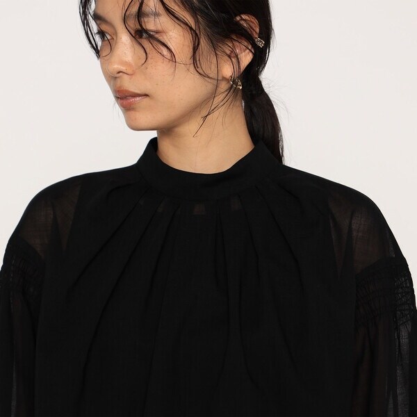 メゾンプラチナ（Maison Platinum）/ウールボイル スタンドカラ?タックブラウス メゾンプラチナ（Maison Platinum）/ウールボイル スタンドカラ?タック