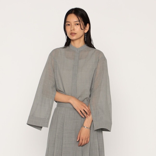 メゾンプラチナ（Maison Platinum）/ウールボイル バンドカラーシャツ