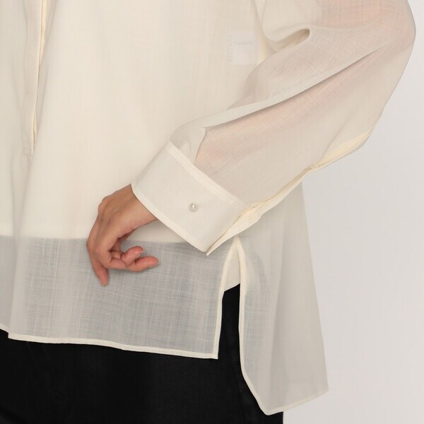 メゾンプラチナ（Maison Platinum）/ウールボイル バンドカラーシャツ