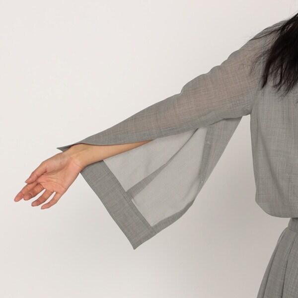 メゾンプラチナ（Maison Platinum）/ウールボイル バンドカラーシャツ