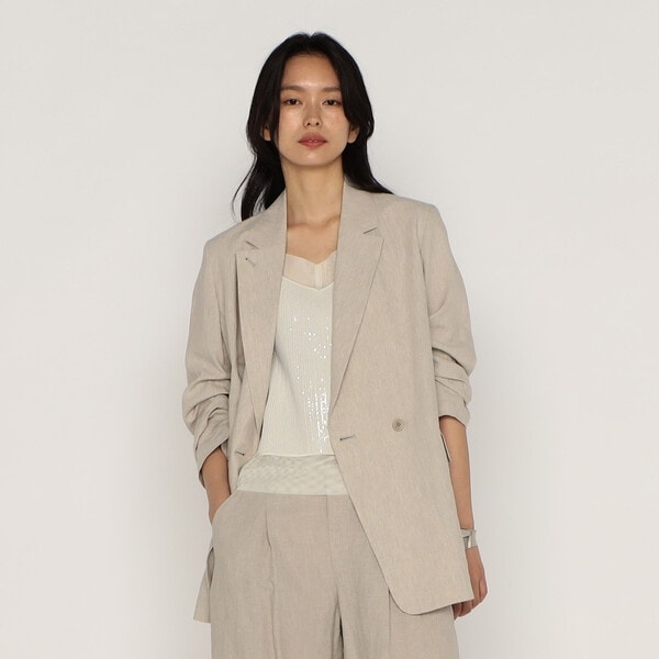 メゾンプラチナ（Maison Platinum）/リネンストレッチ平織り ダブルブレストジャケット