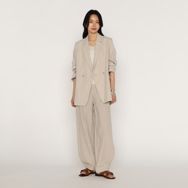 メゾンプラチナ（Maison Platinum）/リネンストレッチ平織り バレルパンツ メゾンプラチナ（Maison Platinum）/リネンストレッチ平織り バレル