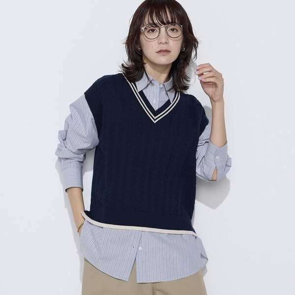 コムサワードローブ（COMME CA Wardrobe）/ケーブル編 ニットベスト_1