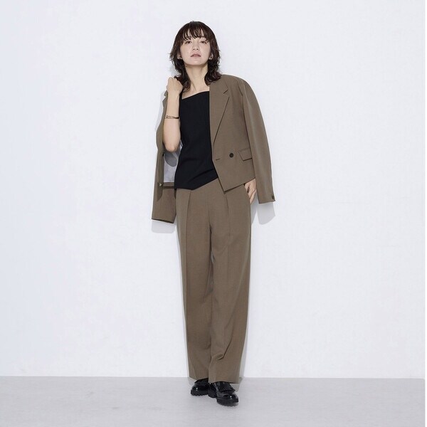 コムサワードローブ（COMME CA Wardrobe）/【セットアップ対応】パウダープレーンストレッチ パンツ_14