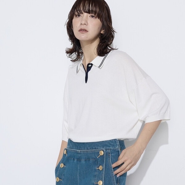 コムサワードローブ（COMME CA Wardrobe）/14G天竺編 ポロ襟ニット_1