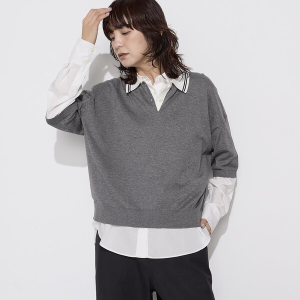 コムサワードローブ（COMME CA Wardrobe）/14G天竺編 ポロ襟ニット_2