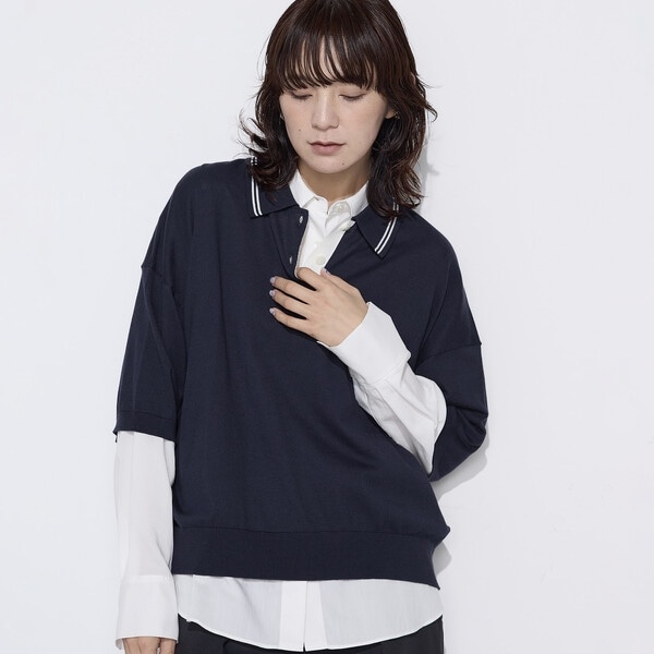 コムサワードローブ（COMME CA Wardrobe）/14G天竺編 ポロ襟ニット