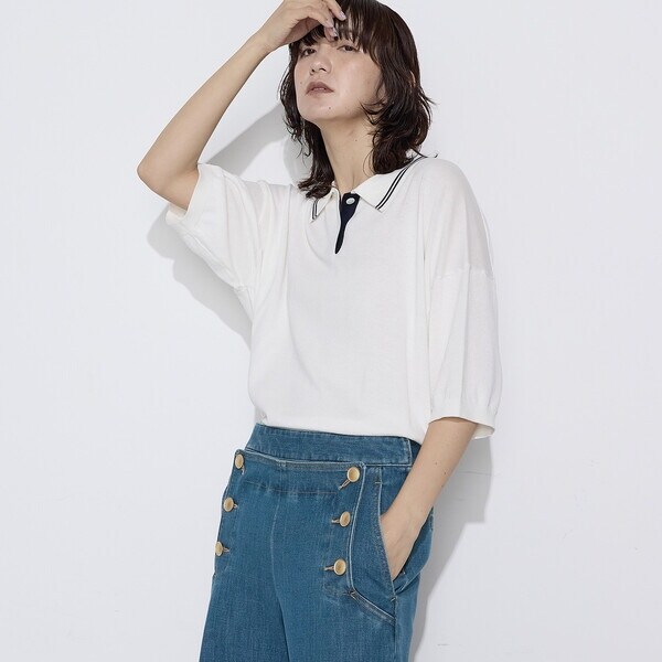 コムサワードローブ（COMME CA Wardrobe）/14G天竺編 ポロ襟ニット_7