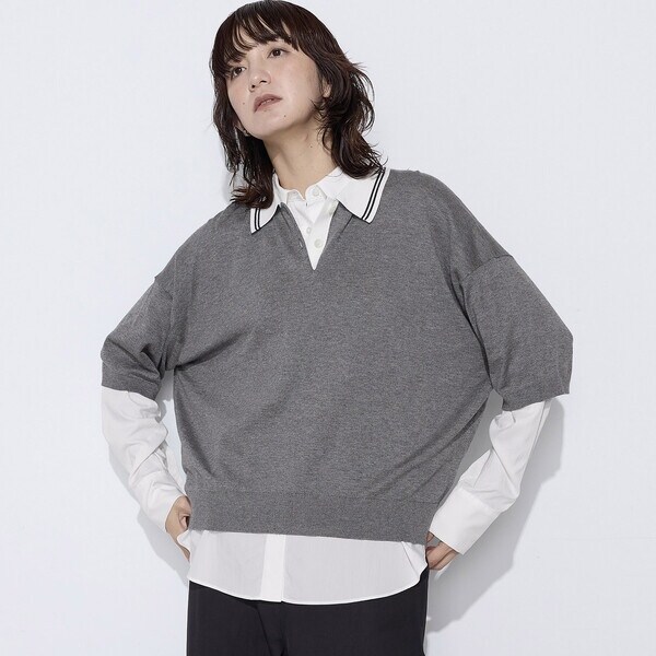 コムサワードローブ（COMME CA Wardrobe）/14G天竺編 ポロ襟ニット_11