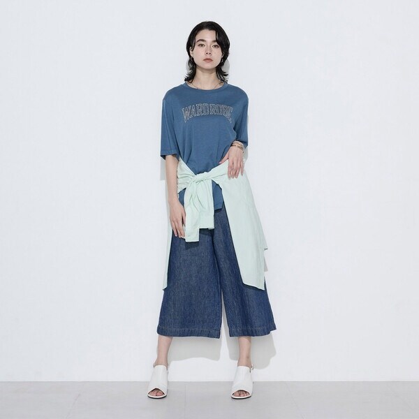 【NEW】コムサワードローブ（COMME CA Wardrobe）/〔 +サイズ 〕 リネンデニム キュロットパンツ_3