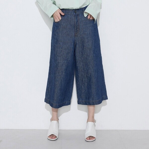 【NEW】コムサワードローブ（COMME CA Wardrobe）/〔 +サイズ 〕 リネンデニム キュロットパンツ_4